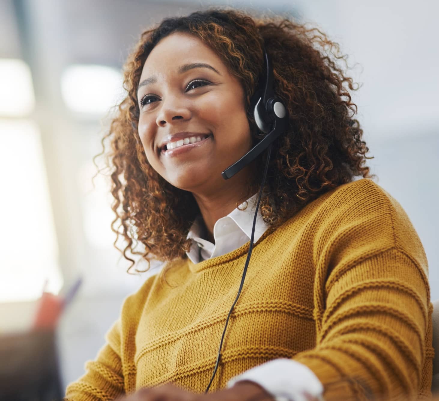 Customer service woman smiling